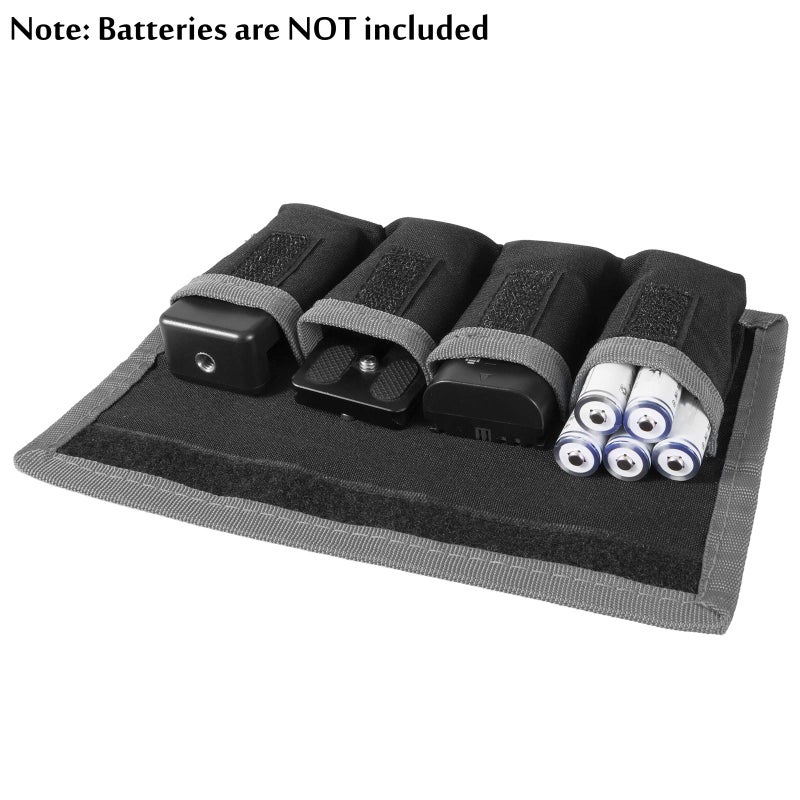 Meking 2 Pcs DSLR Battery Case Holder Storage Bag (4 Pocket) for AA/AAA Battery and LP-E6 LP-E8 LP-E10 LP-E12, EN-EL14 EN-EL15, NP-FW50 NP-F550 NP-FM500H (Gray) - Image 2